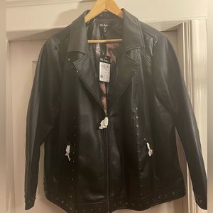 Brand NWT Ulla Popken Faux Leather Studded Jacket